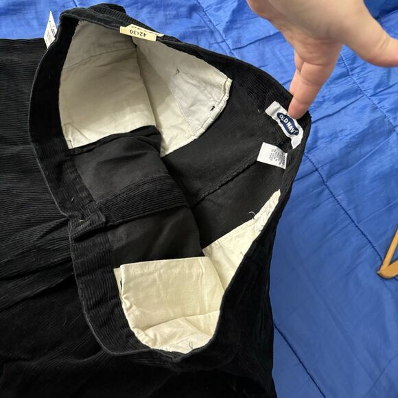 Vintage Old Navy Pants Mens 42x30 Corduroy Baggy Pleated Y2K Skater Black - Picture 4 of 8